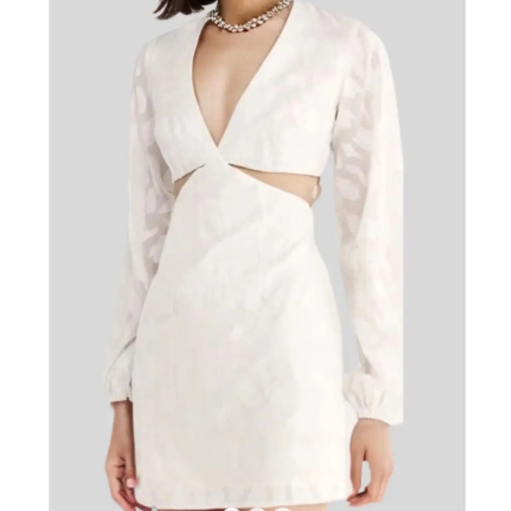 RUMER Giselle Cutout Long Sleeve Mini Dress White Size Medium New with Tags